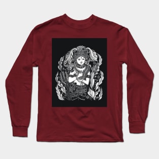 Elegance in Motion: Hand-Drawn Indian Classical Dancer Long Sleeve T-Shirt